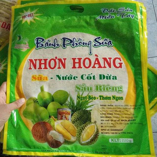 [hàng bán chạy] COMBO 2 GÓI BÁNH PHỒNG SỮA SẦU RIÊNG NHƠN HOÀNG gói 220gr