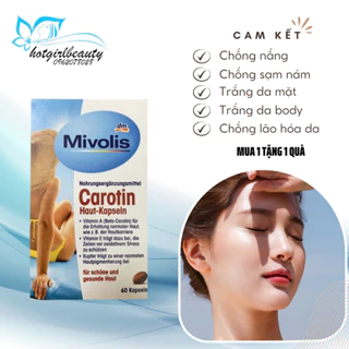 Chống nắng Mivolis Carotin viên uống chống nắng body mặt trắng da mờ thâm sản sinh collagen tái tạo da chống lão hoá.