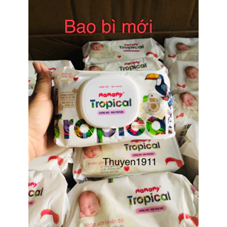 Combo 5 gói khăn ướt nhiệt đới Mamamy Tropical 90 tờ có nắp