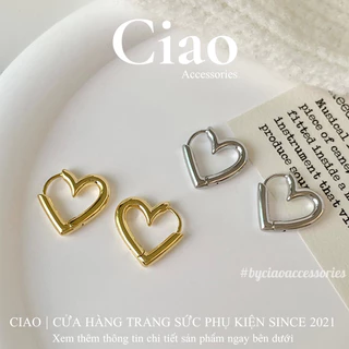 [HOẢ TỐC 1H] Khuyên tai/ Bông tai titan không gỉ thiết kế hình tim đơn giản The Love Ciao