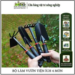 Bộ dụng cụ LÀM VƯỜN 4 món bằng thép mạ sơn tĩnh điện