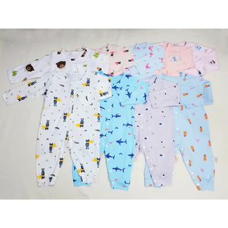 Đồ Dài Tay Dài Chân Liền Thân Cotton Tre Mềm Mại, Thoải Mái Cho Bé Từ 3 Đến 10 Ký