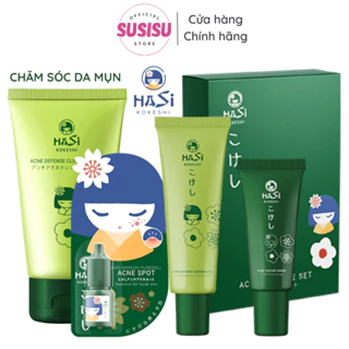 Chấm cồi giảm mụn HASI KOKESHI PUREDOLL 5ml Gom còi mụn/Sữa rửa mặt da mụn ACNES HASI / Set Serum & Gel rửa mặt Mụn Hasi