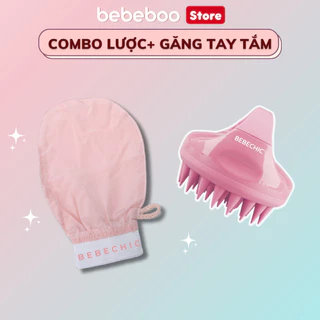 Combo Tắm Gội - Lược Gội Đầu Dưỡng Sinh Và Găng Tay Tẩy Da Chết  Ngừa Mụn Lưng BEBECHIC