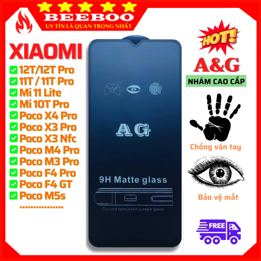 [AG NHÁM CAO CẤP] Kính Cường Lực Xiaomi Poco X3 NFC/ X3 PRO/ X3 GT/ F3/ F3 PRO/ F3 GT -Full màn-Nhám phủ Nano Cao cấp