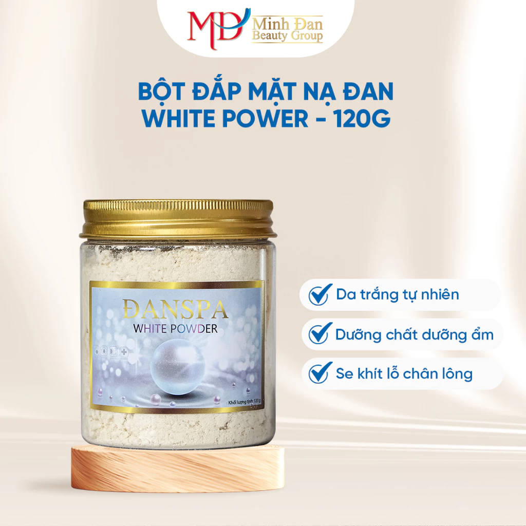 Bột đắp mặt nạ ĐanSpa White Powder - 120gr - Minh Đan Beauty Group - Lúa mì và Đậu nành [Da sáng tự nhiên]