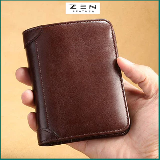 ví nam AD01, bóp nam da bò dáng đứng thiết kế nhiều ngăn đựng tiền, thẻ siêu bền bảo hành 06 tháng - Zen Leather