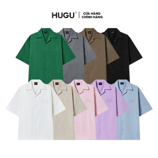 Áo sơ mi basic unisex local brand HUGU - HUGU BASIC SHIRT - SS2 - vải kaki Hàn, form regular, nhiều màu, thêu logo