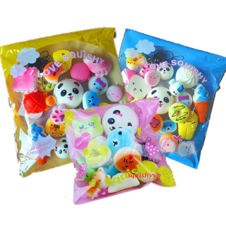 Bộ 10 / 20 / 30 móc khóa squishy dẻo có độ đàn hồi nhiều hình dạng dễ thương