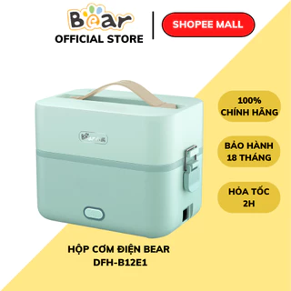 Hộp cơm điện cầm tay mini đa năng thông minh 2 tầng Bear DFH-B12E1, hâm/nấu văn phòng, BH 18 tháng