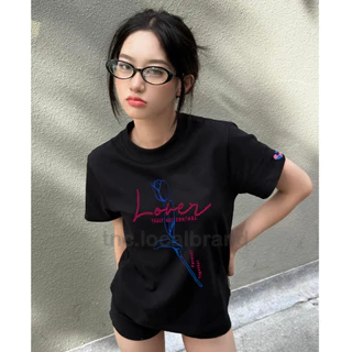 Baby Tee Đen Áo Thun Nữ Local Brand TNC Phối Set Chân Váy Túi Hộp Nâu Be Da Nhạt Basic Hoa In Chữ  "Tulip Lover" 230GSM