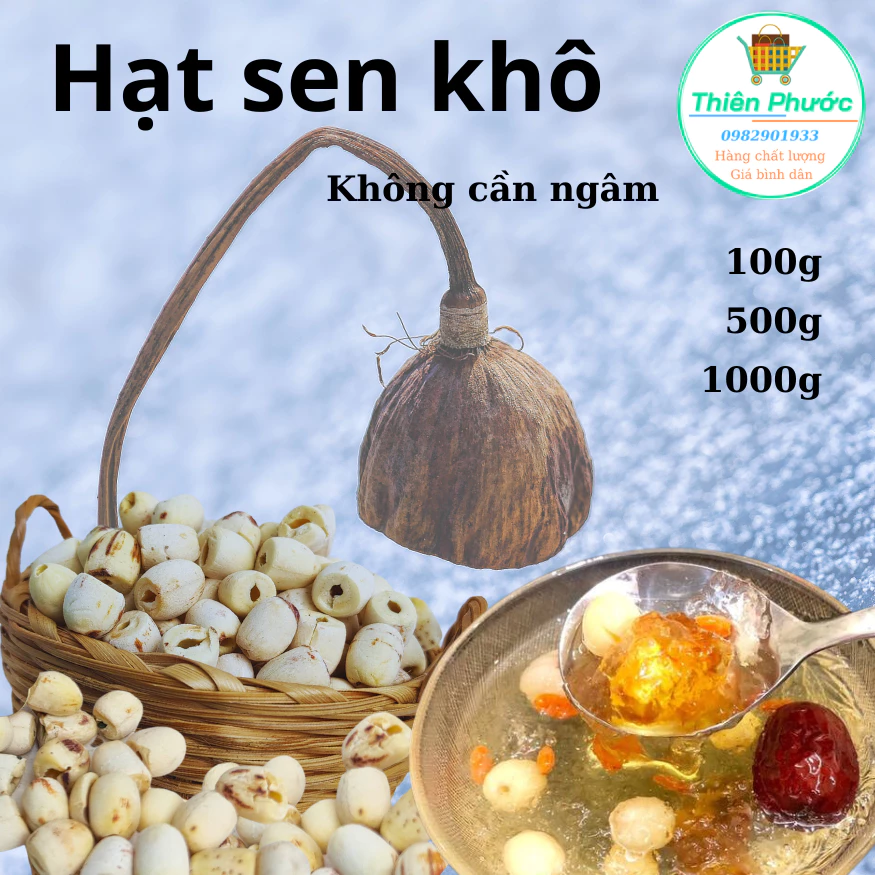 hột sen khô 100g nấu chè sâm bổ lượng, gà tiềm sâm (giá sale 19k)