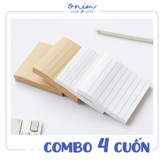 Bộ 4 cuốn giấy ghi chú note hình vuông ONIM màu trắng kem 80 trang kiểu dáng đơn giản tiện dụng