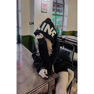 Áo Hoodie nữ nỉ bông mũ to 2 lớp Unisex form rộng