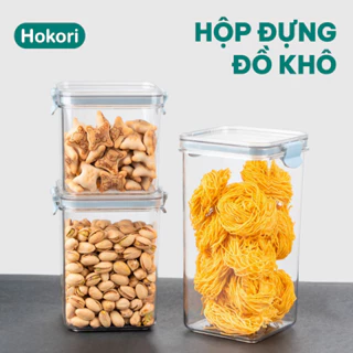 Hộp đựng đồ khô Hokori Việt Nhật 3 size 750ml,1000ml,1500ml. Hộp bảo quản thực phẩm đồ ăn trong suốt nắp kín.