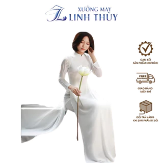 Áo dài học sinh truyền thống cổ V 2cm By Xưởng May Linh Thùy, Áo Dài Học Sinh Truyền Thống Lụa Mỹ Mềm Mại