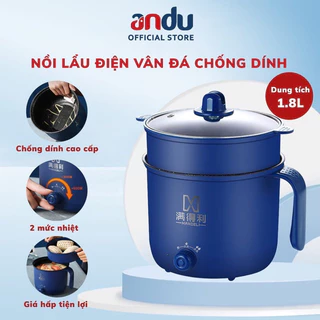 Nồi Lẩu Mini Cầm Tay, Nồi Nấu Cơm, Nấu Mì  Đa Năng 1,8L - 2 Nấc Nhiệt Kèm Giá Hấp Tiện Lợi Loại Mới