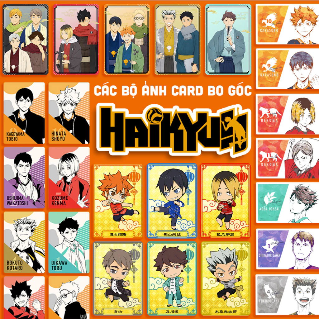 Cac bộ ảnh card bo góc HAIKYUU! nhiều mẫu  - VUA BÓNG CHUYỀN - CHÀNG KHỔNG LỒ TÍ HON - card anime man