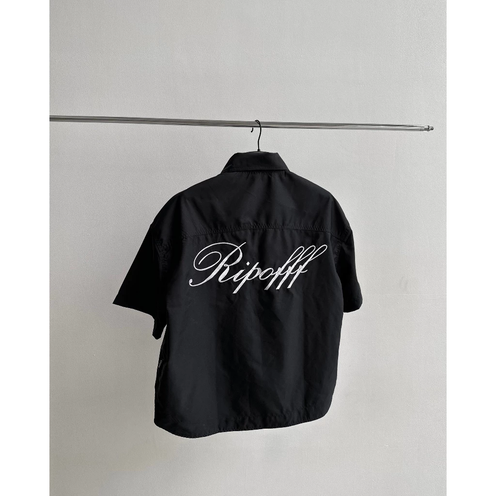 RIPOFFF Nylon Boxy-Crop Shirt - Black (Áo khoác nilon form boxy)