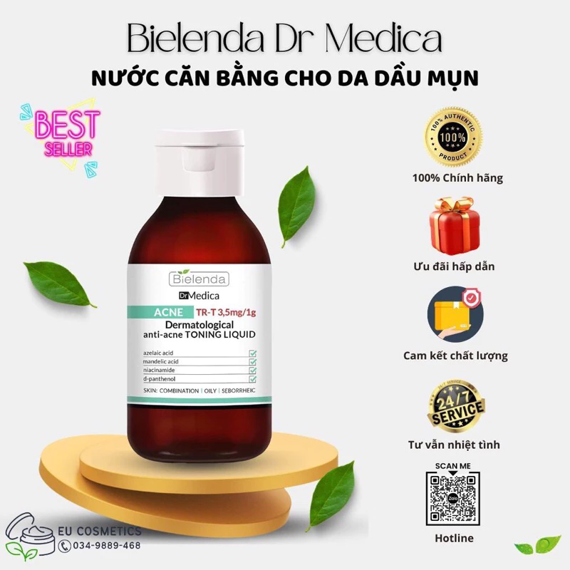 Toner cân bằng da dầu mụn Bielenda Dr Medica Anti Acne