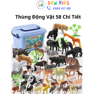 Thùng Động Vật 58 Chi Tiết Đồ Chơi Con Vật Mô Hình Thú Cho Bé {LOẠI 1}