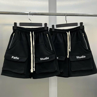 Quần short thun túi hộp phong cách unisex chữ in Fafic Studio