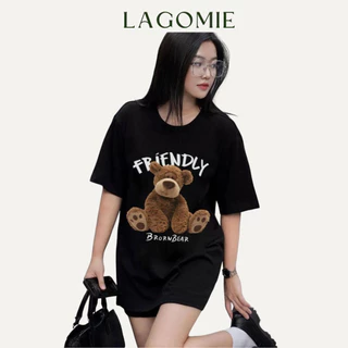 Áo Thun Cotton 100% Cao Cấp Local Brand Unisex Nam Nữ Form Rộng Tay Lỡ GẤU TEDDY FRIENDLY LAGOMIE