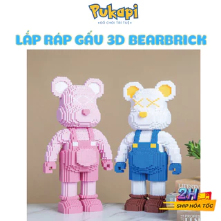 [Tặng Búa+Đèn] Xếp Hình-Đồ Chơi Lắp Ráp 3D Mô Hình Gấu Bearbrick 55cm Có Ngăn Đựng PUKAPI