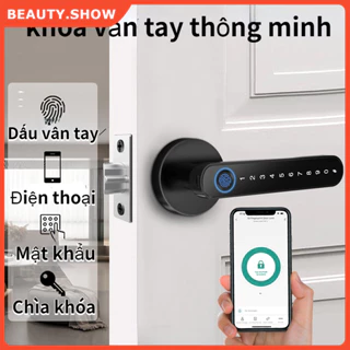 Tay cầm khóa cửa vân tay kỹ thuật số Phòng mở khóa thông minh điện tử Văn phòng Tuya Khóa vân tay cửa gỗ phòng ngủ