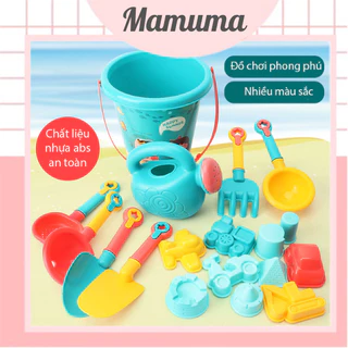 Đồ chơi xúc cát, bộ đồ chơi đi biển cho bé nhiều chi tiết kèm xô, khuôn chơi xúc cát đầy đủ dụng cụ cao cấp - Mamuma