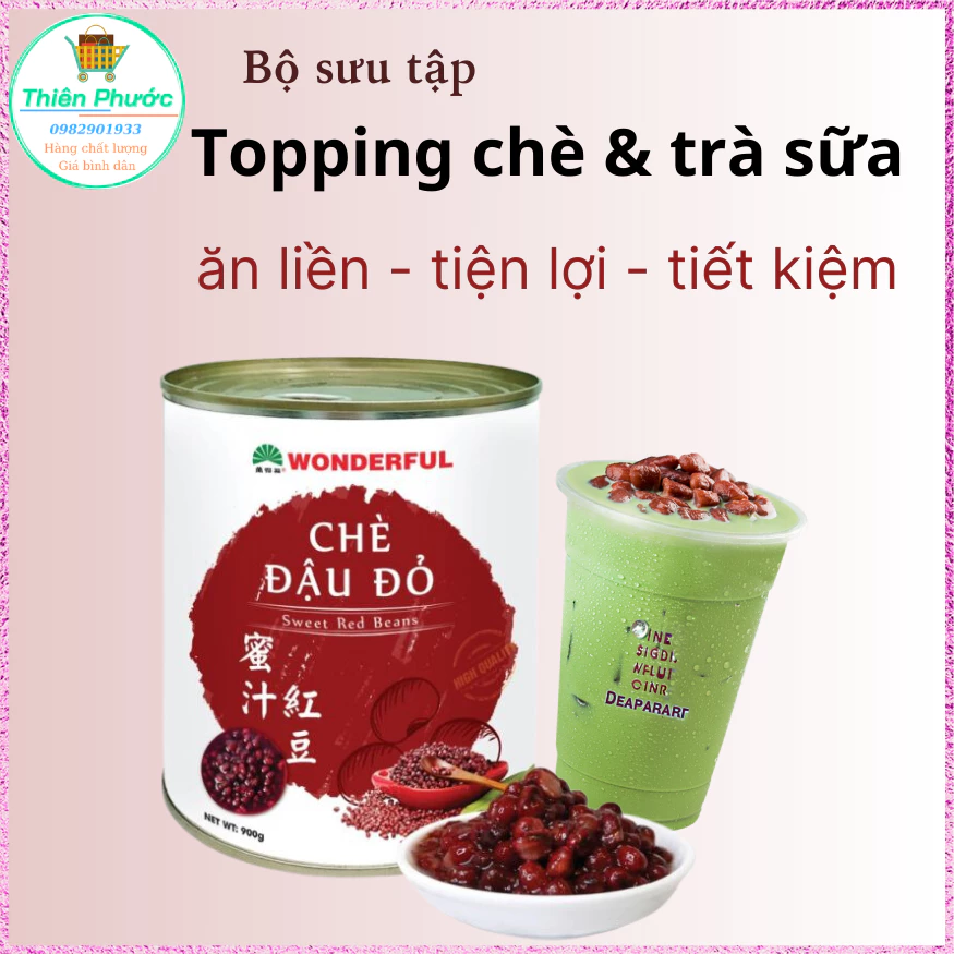 Đậu đỏ đóng hộp (chè đậu đỏ) 900g - topping trà sữa, kem