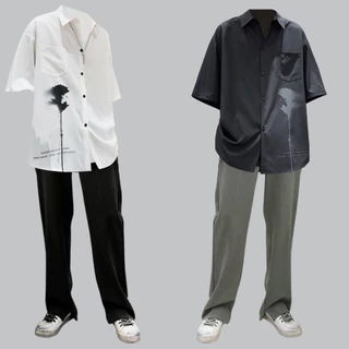 SOMI 41 + JOGGER 66 - Combo Áo Sơ Mi Ngắn Tay Hoa Hồng Kết Hợp Quần Tây Âu Chinos Dáng Baggy 3 Màu Basic ZENKODLMEN