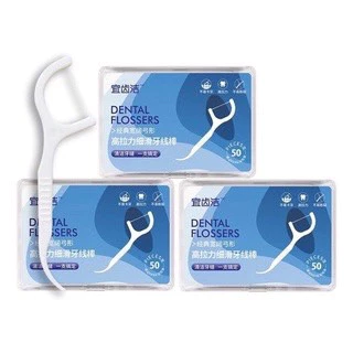 Combo 3 Hộp (Hộp 50 Chiếc) Tăm Chỉ Nha Khoa Dental Flossers