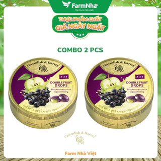 (Combo 2 hộp) Kẹo trái cây Cavendish & Harvey vị BLACKCURRANT WITH APPLE FILLING 175gr nhân siro - Vị ngon tự nhiên