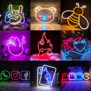 Đèn led neon trang trí Decor phòng ngủ treo tường livestream Quà sinh nhật nhiều mẫu Ledlin Tặng nguồn + miếng dán