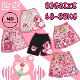 Bigsize 68-85KG Quần Đùi Gấu Dâu Lotso - Quần Short Cartoon Thun Hoạt Hình Unisex - Quần Đùi Nam Nữ Mặc Nhà