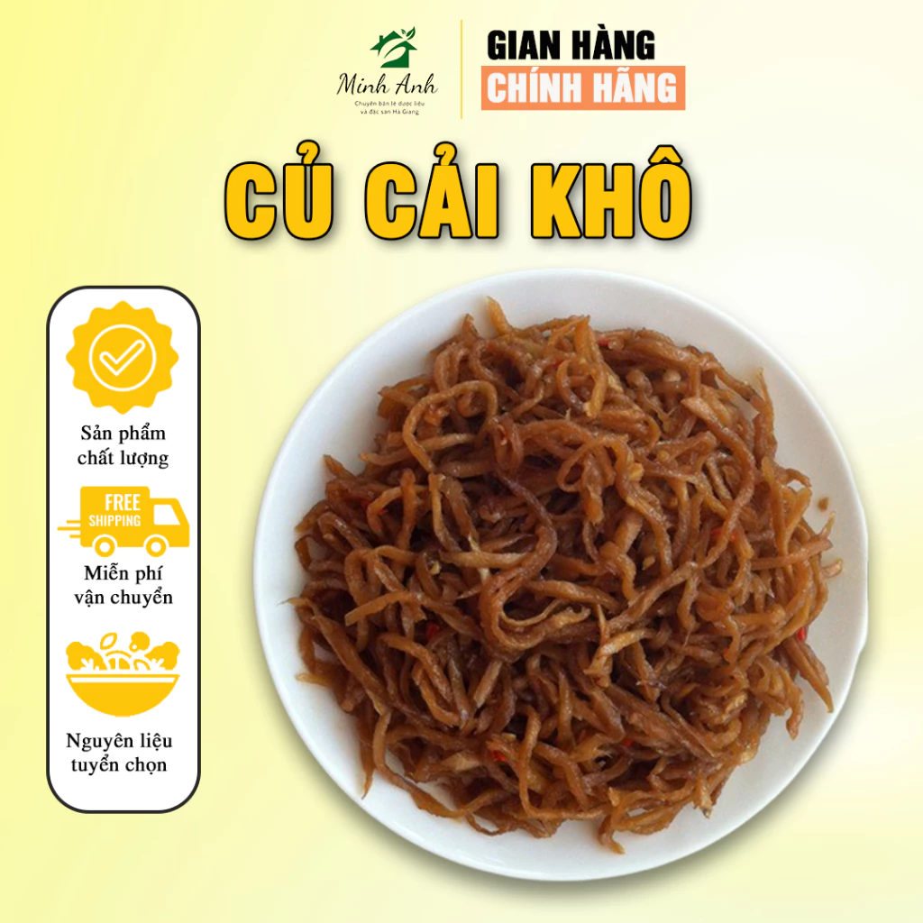 Củ Cải Khô Minh Anh - 500gr - Củ Cải Loại 1 Giòn, Ngọt, phù hợp nấu các món xào, trộn nộm, dành cho người ăn thuần chay