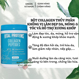 Bột Collagen Thủy Phân Không Vị Vital Proteins Collagen Peptides Unflavored 680g – Mỹ