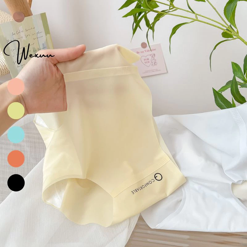 Quần lót nữ WEXUU cạp cao không đường may chữ Comfortable chất su lụa băng mỏng nhẹ mềm mịn - QC154