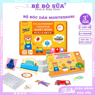 Bộ giấy bóc dán thông minh Montessori đa dạng chủ đề, hình ảnh nhiều màu sắc