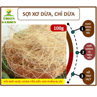 (100g) Chỉ xơ dừa, sợi xơ dừa. Giá thể trồng lan, tạo lớp phủ bể mặt cây trồng
