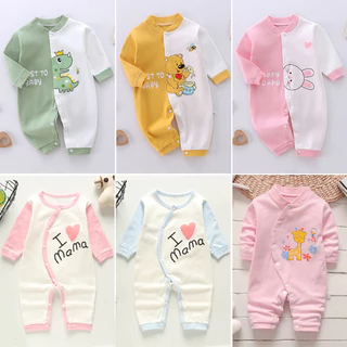 Body suit dài tay Body liền thân cotton mặc thu đông cho bé trai bé gái từ sơ sinh tới 12 tháng tuổi SLT16