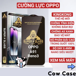 Kính cường lực Oppo A91, Reno 3, Reno3 Kingkong full màn | Miếng dán bảo vệ màn hình cho opoo Cowcase