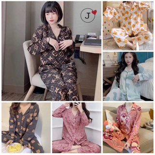 (Freeship) Bộ ngủ pijama tay dài quần dài chất kate thái 30 mẫu đẹp - Đồ ngủ mặc nhà