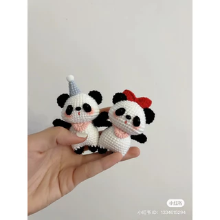 móc khoá gấu trúc len handmade