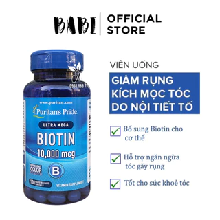 Viên uống giúp mọc tóc, giảm rụng tóc Puritan's Pride Ultra Mega Biotin 10000 mcg 100 viên của Mỹ(HÀNG XÁCH TAY)