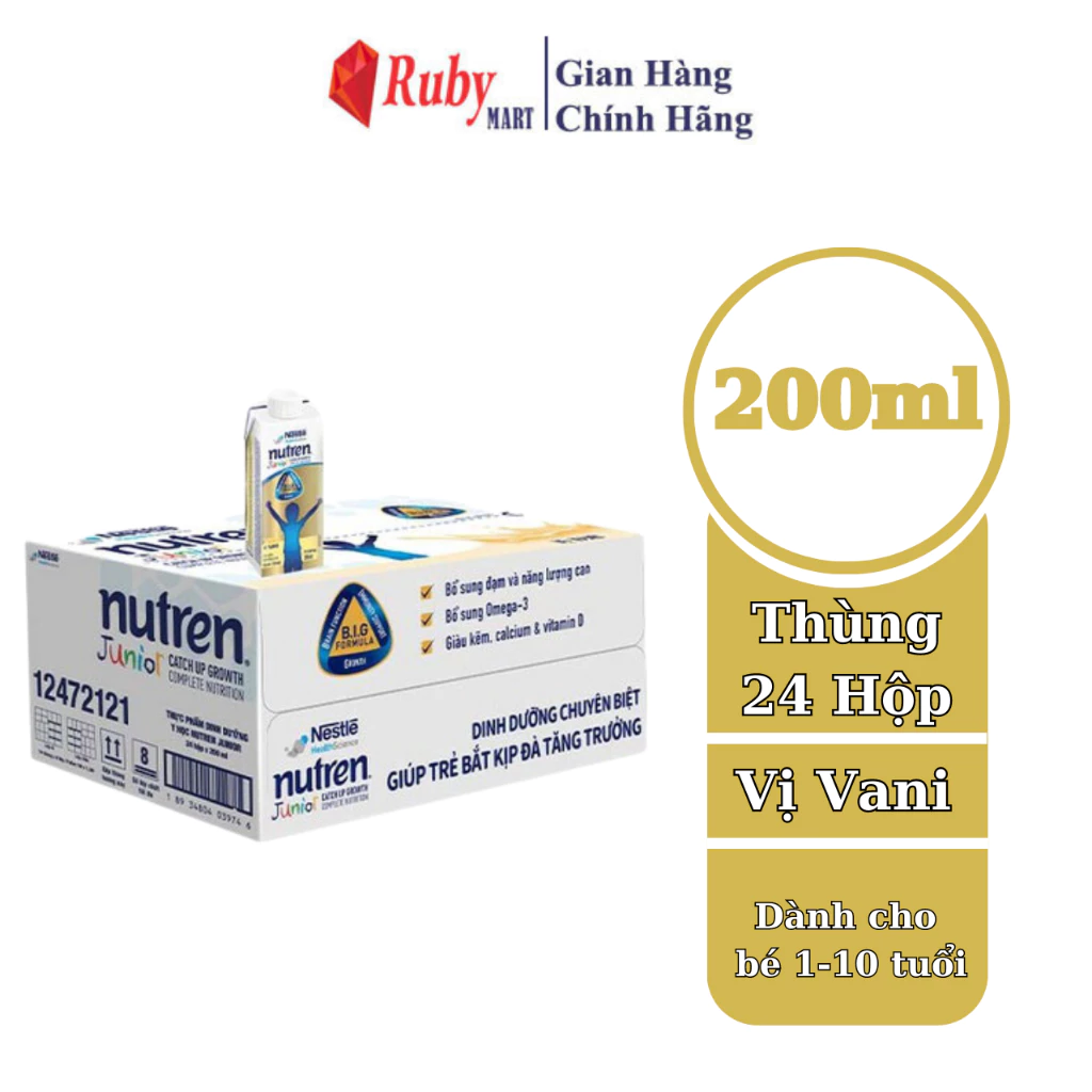 [Date T12/24] Thùng 24 hộp Sữa Nutren Junior pha sẵn hộp 200ml