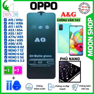 Kính Cường Lực Chống vân tay Oppo A5 A9 A15A A15s A16A A16k A31 F11 A53 A54 A55 A57 A76 A77S A78 A98 Reno 8 z 7 6 5 3 AG