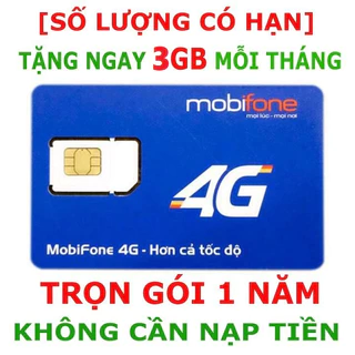 SIM Mobifone 4G MDT255 Trọn Gói 1 Năm Không Cần Nạp Tiền Tặng 3GB / Tháng x 12 Tháng Mua Về Sử Dụng Luôn