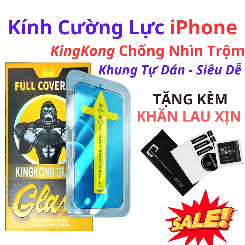 Kính cường lực KK chống nhìn trộm tự dán cho iPhone 7-16 Pro Max, chống va đập, chống bám vân tay